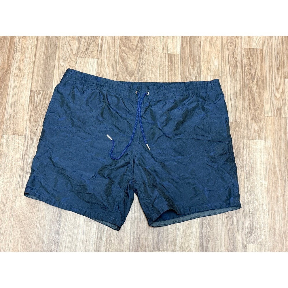La Perla Mens Swim Trunks Navy Blue Jacquard Drawstring Board Shorts XL